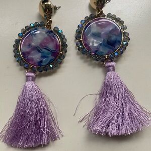 Lilly Pulitzer Purple Tassel Earrings with Ornate Design